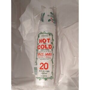 Dart Styrofoam Disposable Cups Holidays Christmas  Insulated 8.5 Oz Sealed